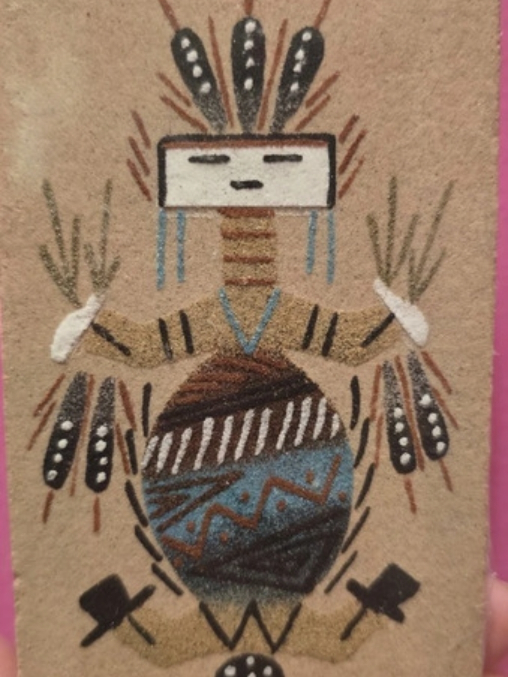 Vintage Navajo Sand Painting – "Water Creator" signed